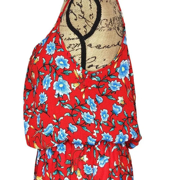 VERSE Womens Floral Boho Blouson Spaghetti Strap Maxi Dress Size XL Red Blue - Picture 15 of 16
